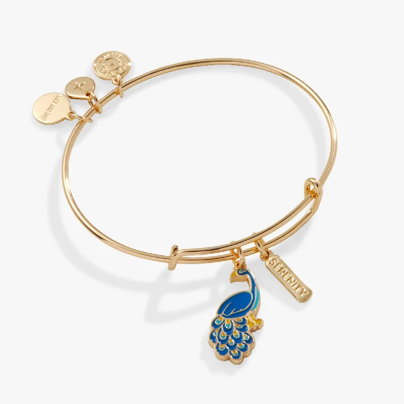 The Perfect Jewelry Piece At The Perfect Discount 'Serenity' Peacock Duo Charm Bangle Bracelet