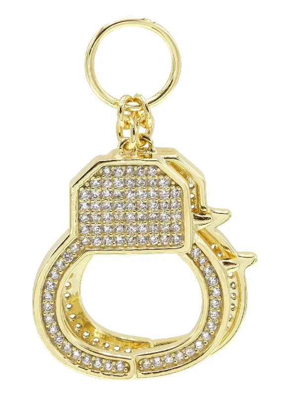 Silver Pendant - Gold Hand Cuffs Pendant | Appx 4.6 Grams