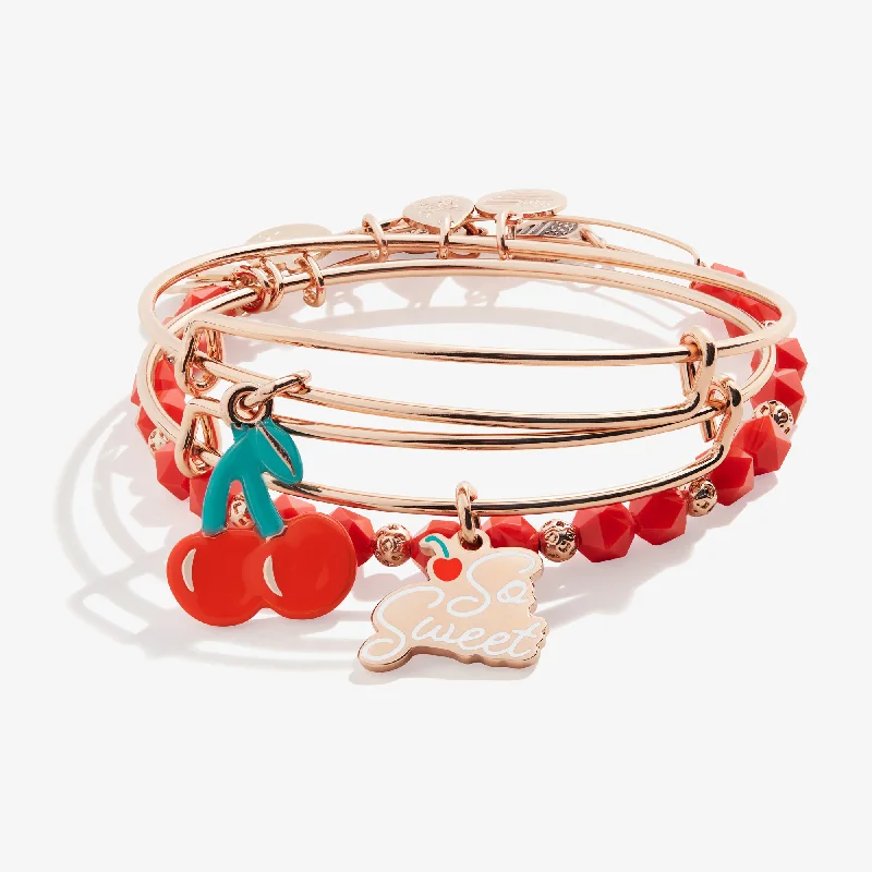 Exclusive Online Jewelry Sale – Don't Wait 'So Sweet' Cherry Charm Bangles, Set of 3