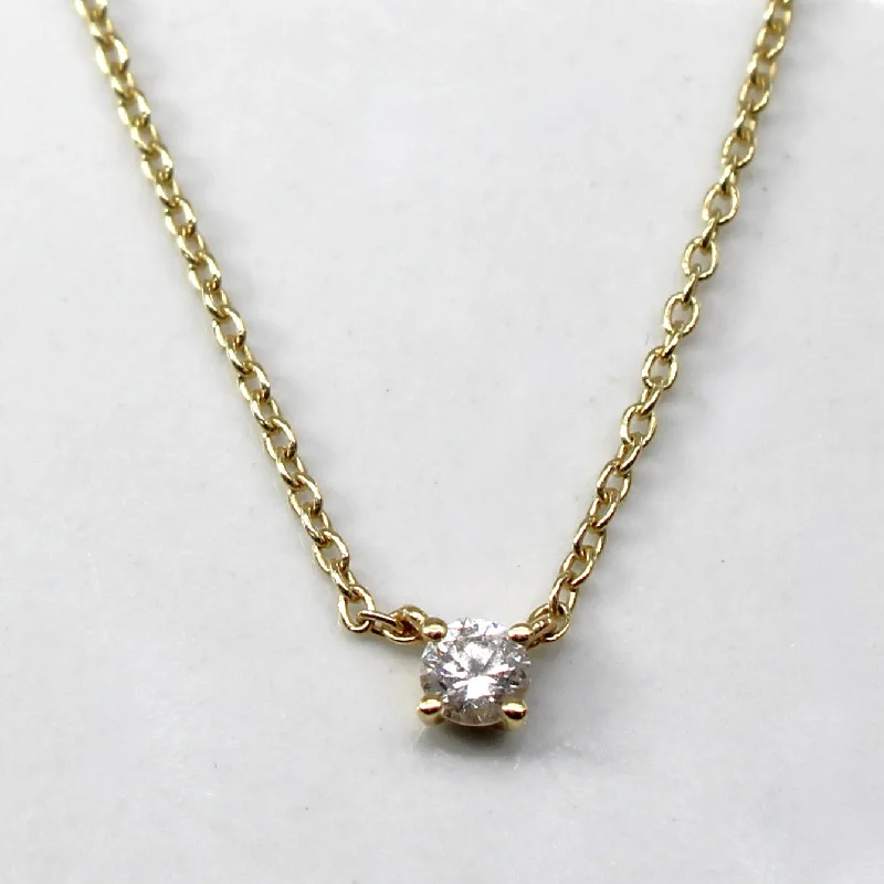 Solitaire Diamond Gold Chain | 0.06ct | 16"|