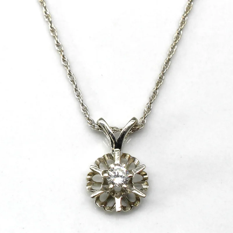 Solitaire Diamond Pendant Necklace | 0.10ct | 16"|