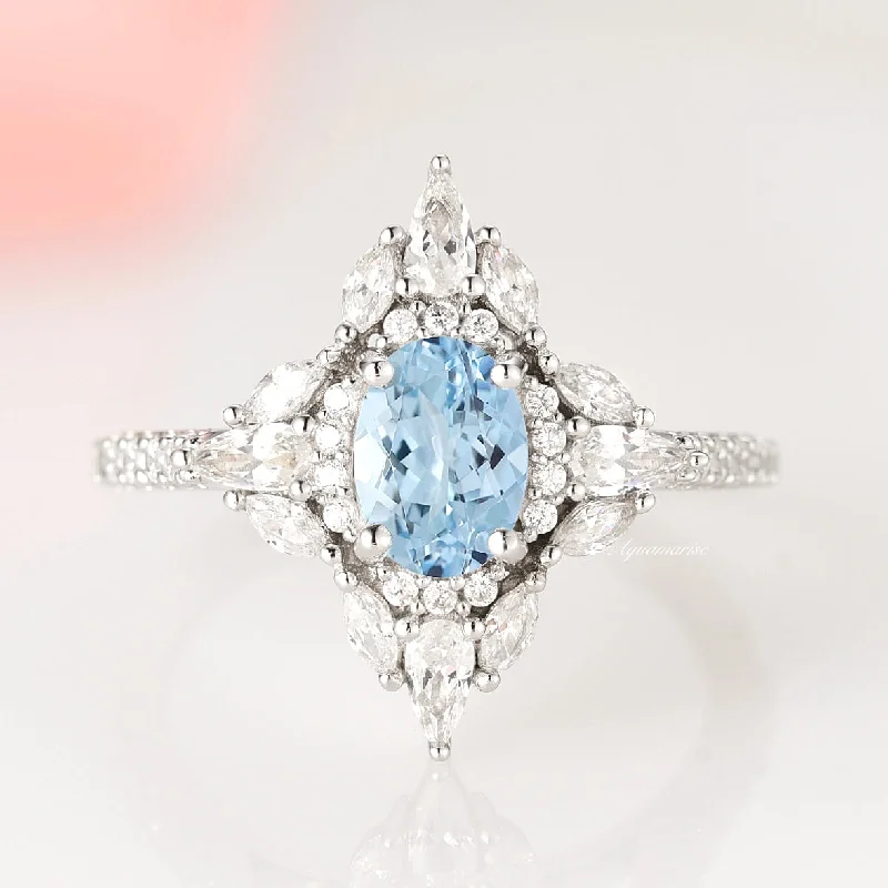 Stella North Star Aquamarine Ring- Sterling Silver