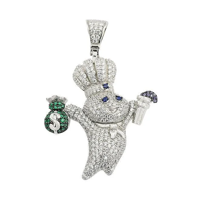 STERLING SILVER CZ DOUGHBOY PENDANT