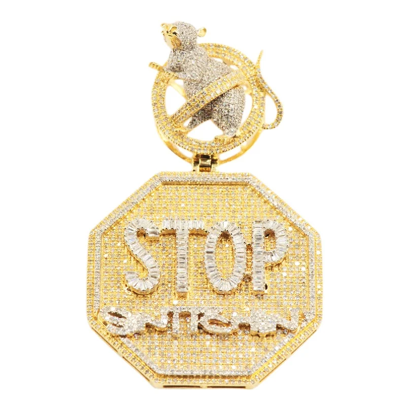 Diamond Stop Snitchin Pendant With No Rats Bail