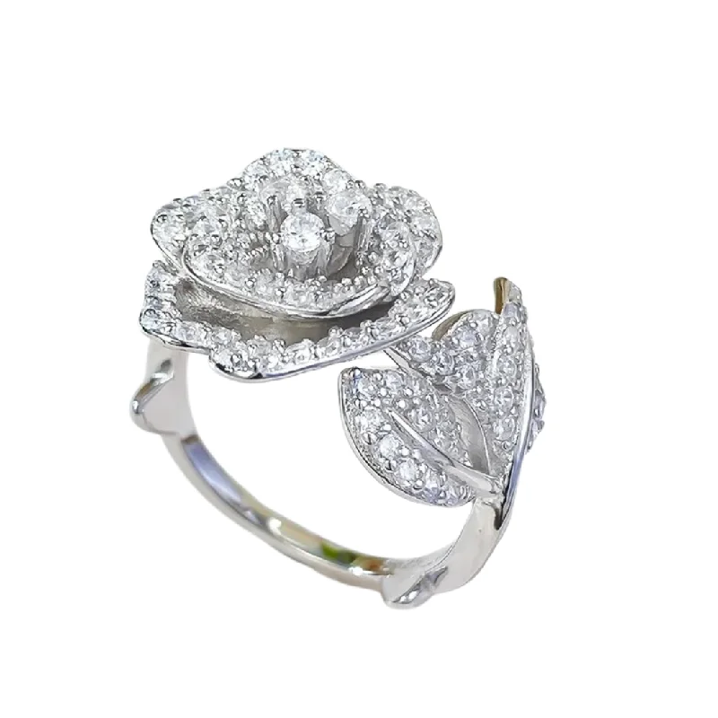 Make Your Outfit Shine With Discounted Jewelry The Wanderer .925 Sterling Silver Moissanite Rose Ring