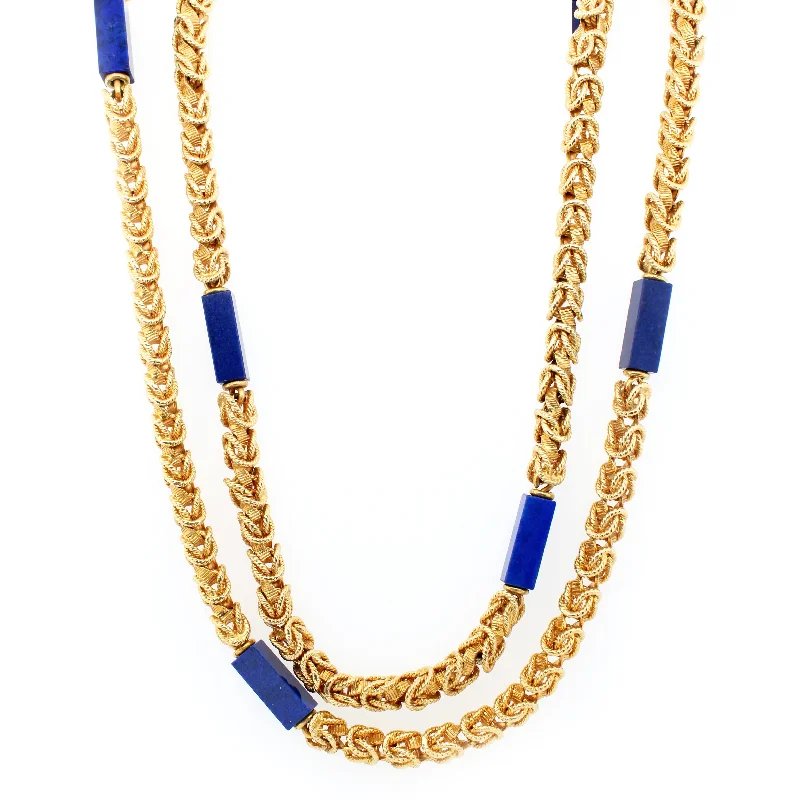 Modern Jewelry At Exclusive Discounts – Shop Today Tiffany & Co. West Germany Lapis Lazuli & 18k Gold Byzantine Chain Necklace 36"