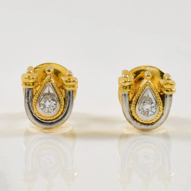 Big Savings On Your Favorite Jewelry Pieces Two Tone Pear Diamond Stud Earrings | 0.06ctw |