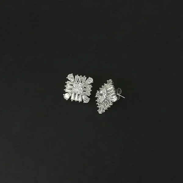 Your Perfect Accessory At The Perfect Price Urthn AD Stone Rhodium Plated Stud Earrings - 1308043B