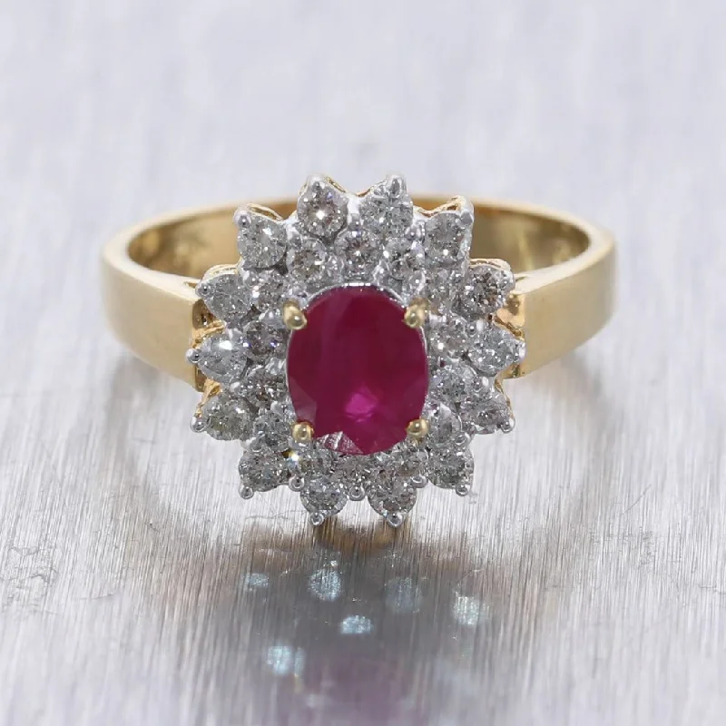 Exclusive Jewelry Offers – Sparkle For Less Vintage Estate 14k Yellow Gold 1.46ctw Ruby & Diamond Cocktail Ring