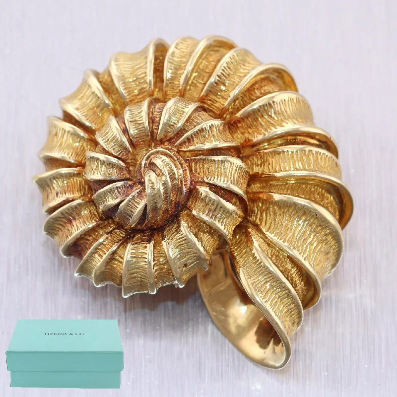 Seasonal Jewelry Sale – Upgrade Your Style Today Vintage Estate Tiffany & Co. 18k Yellow Gold Spiral Shell Brooch Pin