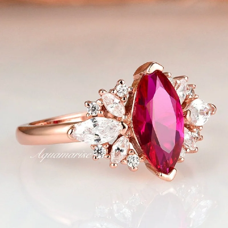 Adeline Ruby Ring- 14K Rose Gold Vermeil