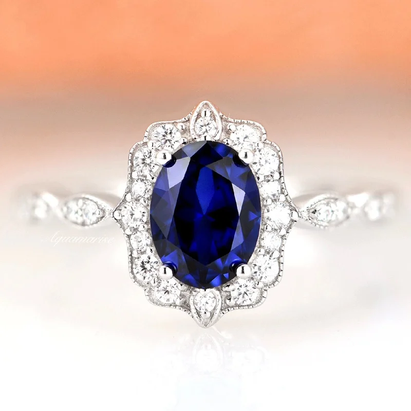 Ophelia Sapphire Ring- Sterling Silver