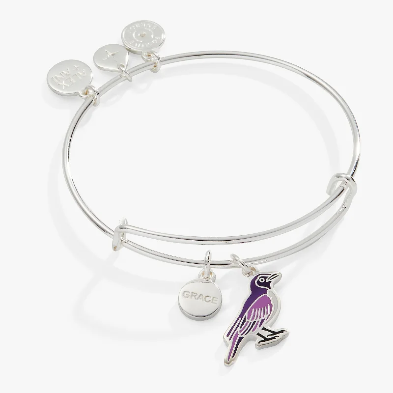 Exclusive Jewelry Sale Event – Shop Now 'Grace' Violet Backed Starling Charm Bangle