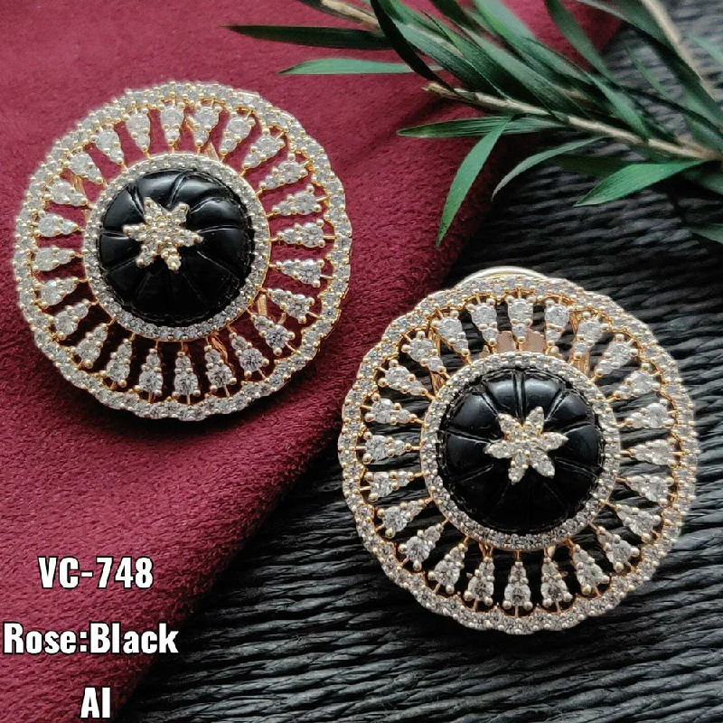 Dainty Floral Jewelry For Feminine Elegance Vivah Creation Gold plated AD Stone Stud Earrings