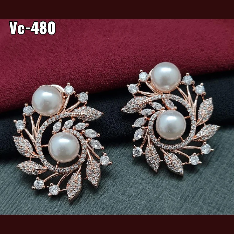 Huge Savings On Timeless Jewelry Collections Vivah Creation Rose Gold plated AD Stone Stud Earrings