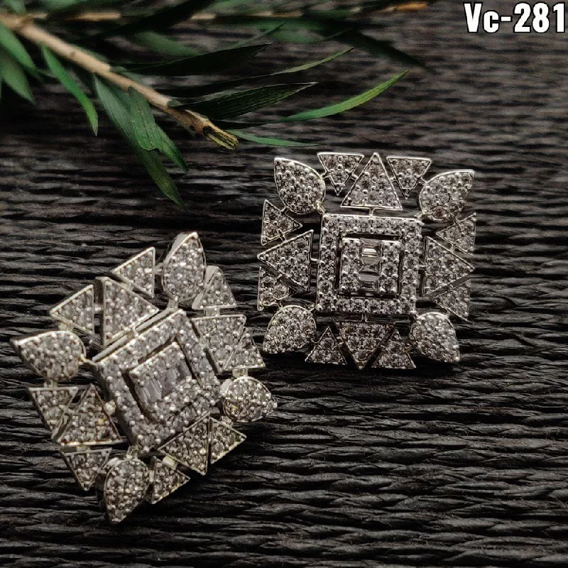 Affordable Luxury Jewelry For Every Occasion Vivah Creation Silver Plated AD Stone Stud Earrings