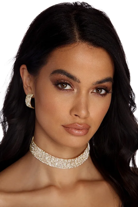 Shop Jewelry That Shines Without The High Price Rhinestone Choker & Stud Earrings